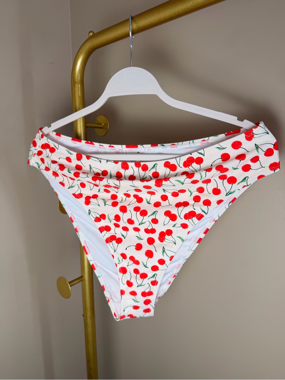 NWOT Good American Cherry Print Bikini Bottoms 2XL High Cut Swim Bottom